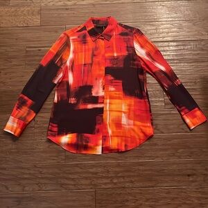 Donna Karan Abstract Print Silk Blouse Size S